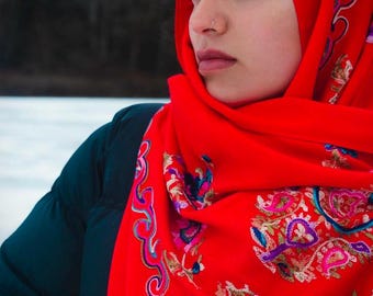 Embroidered Floral Shawl- Alpaca and Cashmere