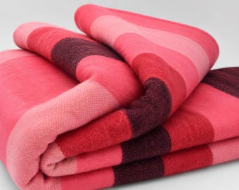 Pink Baby Alpaca Wool Throw Blanket
