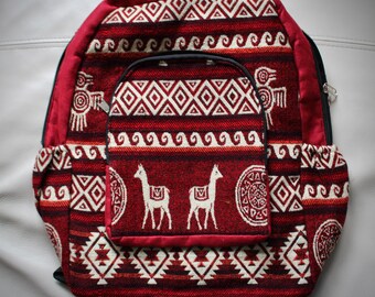 Handmade Ecuadorian Tribal Backpack- Red