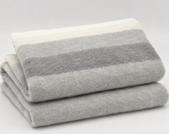 Grey Baby Alpaca Wool Throw Blanket