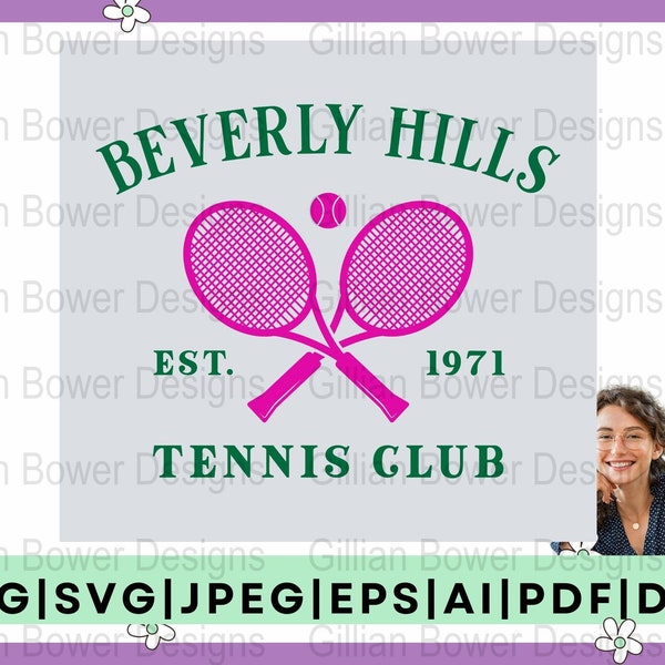 Beverly Hills Tennis Club Vintage Vibes Clipart- digital download files