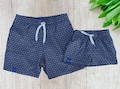 Captain and Cub Mens and Baby Boy Cape Cod Lined Matching Swimsuits