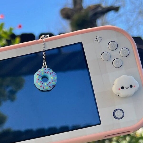 Nintendo Switch Blue Sprinkle Donut Dust Plug Charm | Headphone Jack Accessory for Cozy Gamers