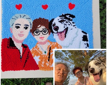 Personalized Needle Punch Embroidery Art, Unique Handmade Wall Art, Perfect Gift for Pet Lovers & Families - Custom Pet Portrait