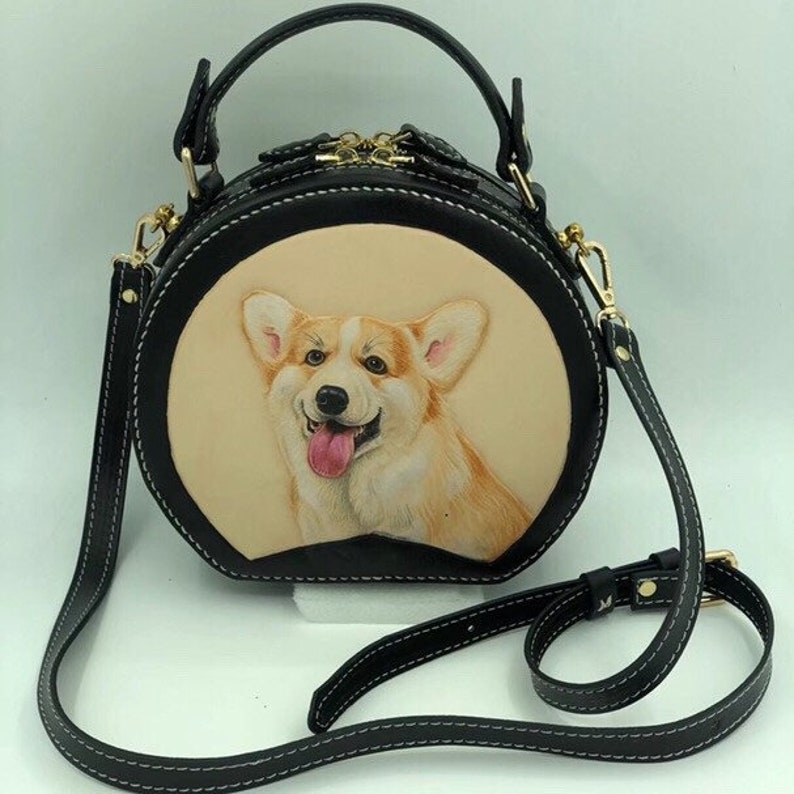 Custom Pet Portrait 3D Leather Carved and Painted Bag, Personalized Handbag, Hand Painted Purse for Pet Lovers image 10