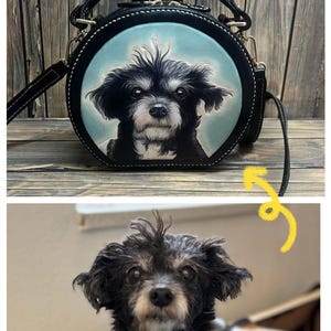 Custom Pet Portrait 3D Leather Carved and Painted Bag, Personalized Handbag, Hand Painted Purse for Pet Lovers image 4