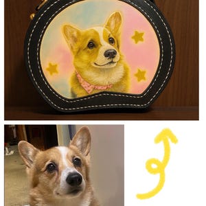 Custom Pet Portrait 3D Leather Carved and Painted Bag, Personalized Handbag, Hand Painted Purse for Pet Lovers image 3