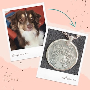 Custom Pet Coin Necklace, Sterling Silver Pendant, Custom Necklace Coin, Pet Portrait