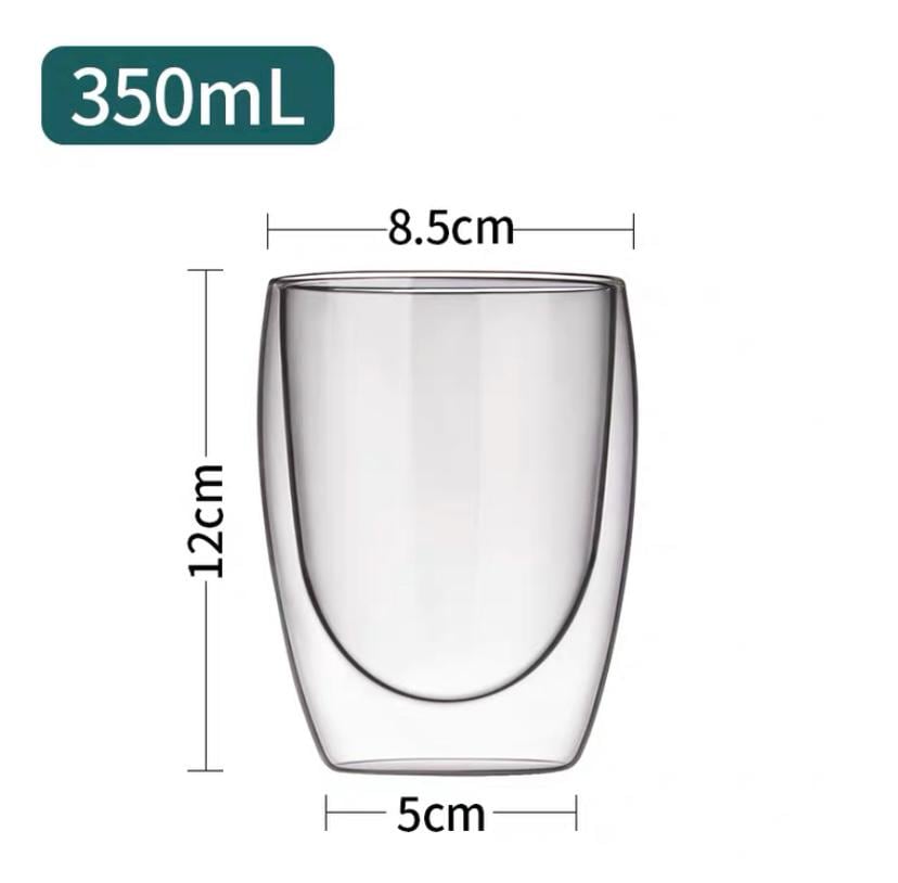 Custom Hand-Painted Pet Portrait Double-Layer Glass Cup - Personalized Drinkware - Durable & Unique Gift for Pet Lovers (250ml/350ml)
