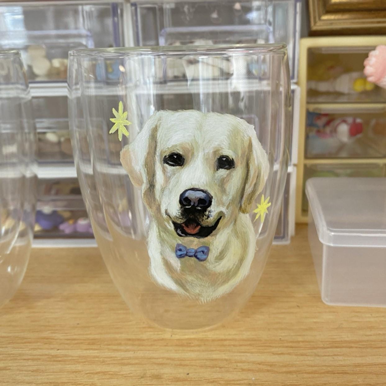 Custom Hand-Painted Pet Portrait Double-Layer Glass Cup - Personalized Drinkware - Durable & Unique Gift for Pet Lovers (250ml/350ml)