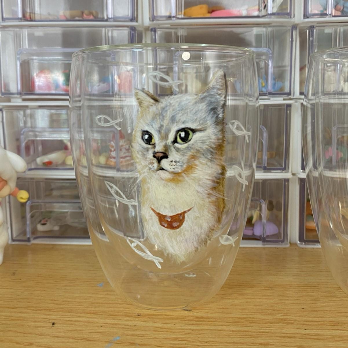 Custom Hand-Painted Pet Portrait Double-Layer Glass Cup - Personalized Drinkware - Durable & Unique Gift for Pet Lovers (250ml/350ml)
