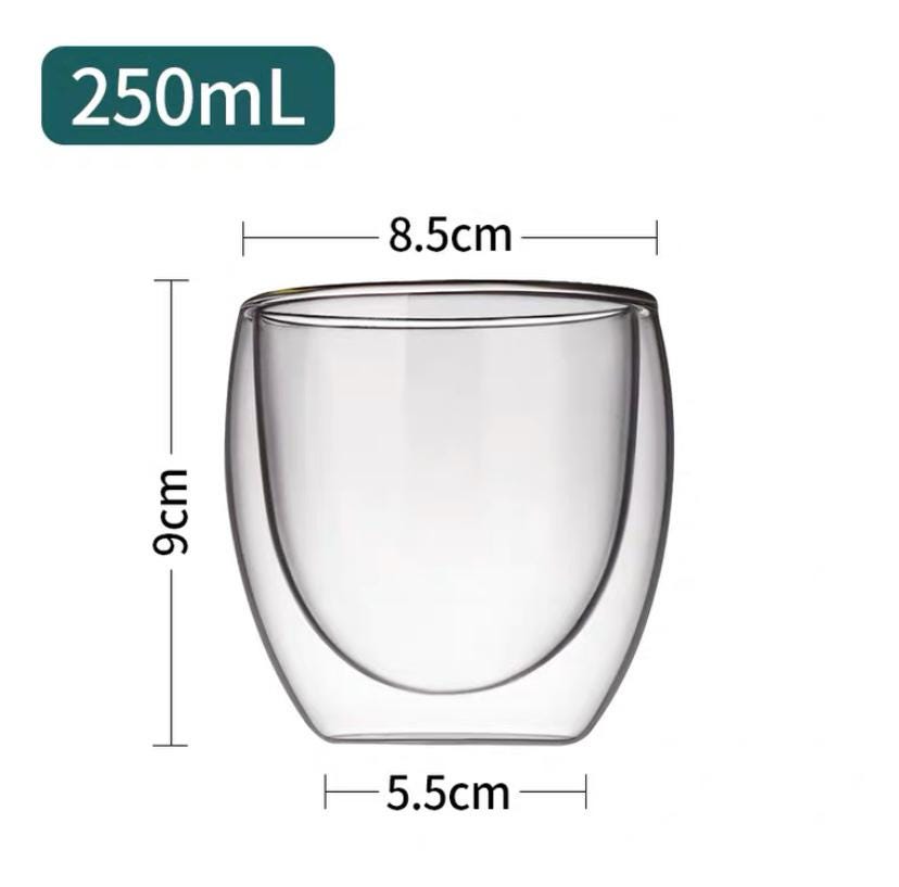 Custom Hand-Painted Pet Portrait Double-Layer Glass Cup - Personalized Drinkware - Durable & Unique Gift for Pet Lovers (250ml/350ml)