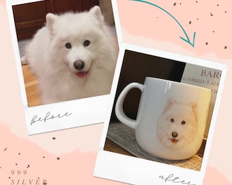Personalized Hand-Painted Ceramic Pet Mug | Custom Pet Dog Cat Portrait Mug | Traditional Ceramic Art | Unique Pet Keepsake