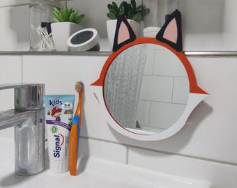 Fox Kids Bathroom Mirror | 3D Printed Animal Decor
