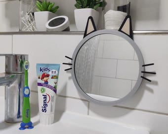 Cat Shaped Kids Bathroom Mirror | 3D Printed
