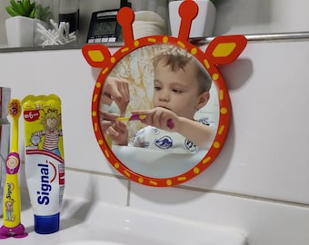 Kinderspiegel | Kindertier Spiegel | Tierspiegel | Tierförmiger Spiegel | Badezimmer Spiegel | Zebra-Spiegel | Giraffen-Spiegel