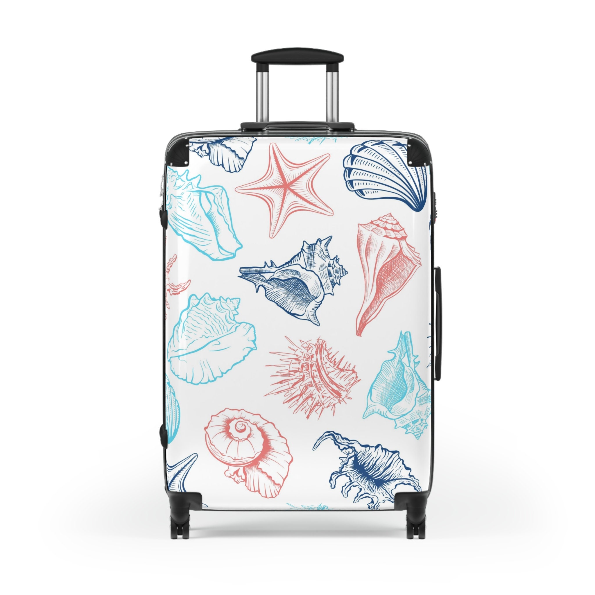 Seashell Patterned Hard Shell Wheeled Suitcase, Gift For Travelers