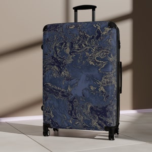 Slate Marble Luggage with Wheels, Celestial Travel Bag for Weekenders and Travel Enthusiasts, Sturdy Hard Shell Case Gift for Her or Him