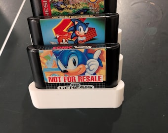 Expositores de cartuchos Sega Mega Drive/Genesis con 3 ranuras impresos en 3D