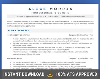 ATS Resume Template for Word, ATS Friendly Resume Template Google Docs | Executive Resume Template | 1, 2 page resume cover letter template