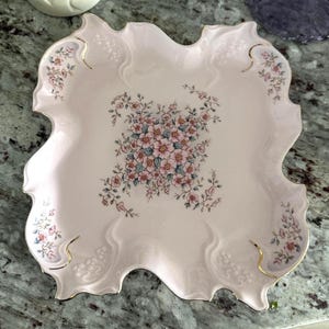 Vintage porcelain plates from Czech Republic, H&C, Hand painted with unique design, Dessert plate.