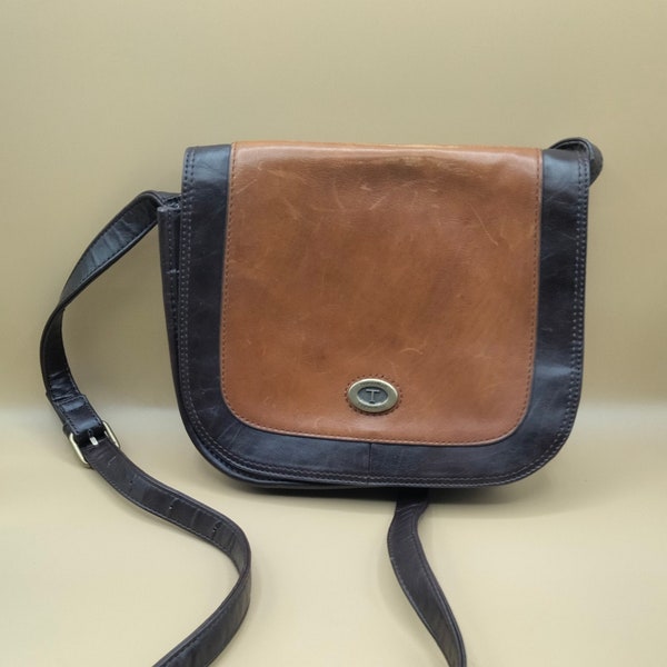Tignanello two tone black and brown leather purse shoulder bag