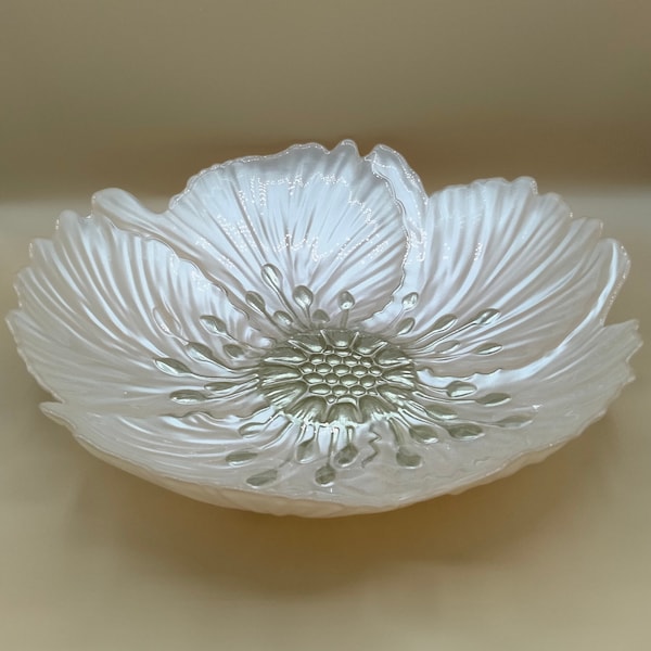 Glazed Flower Shaped Center Piece Serving Bowl  Floral Design