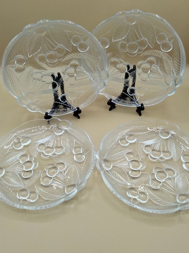 Vintage Hoya Japan Crystal Cherry Salad Plates Set of 4 Etsy