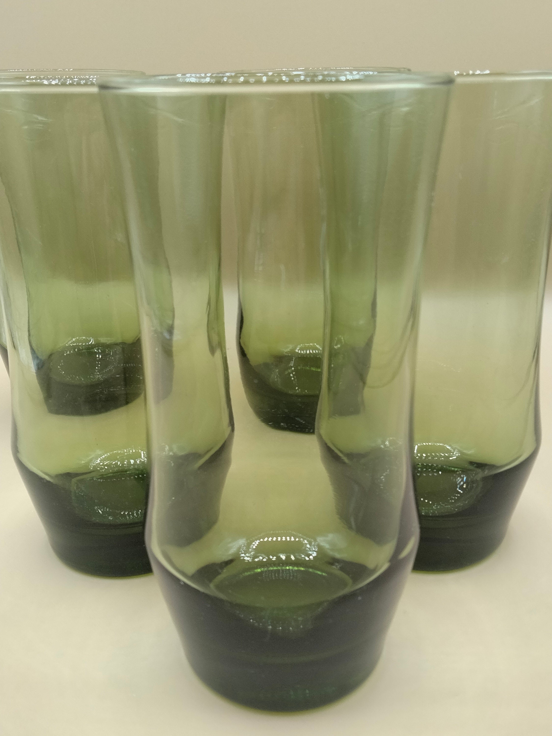 Vintage Green Libbey Drinking Glasses Set of 5 Etsy