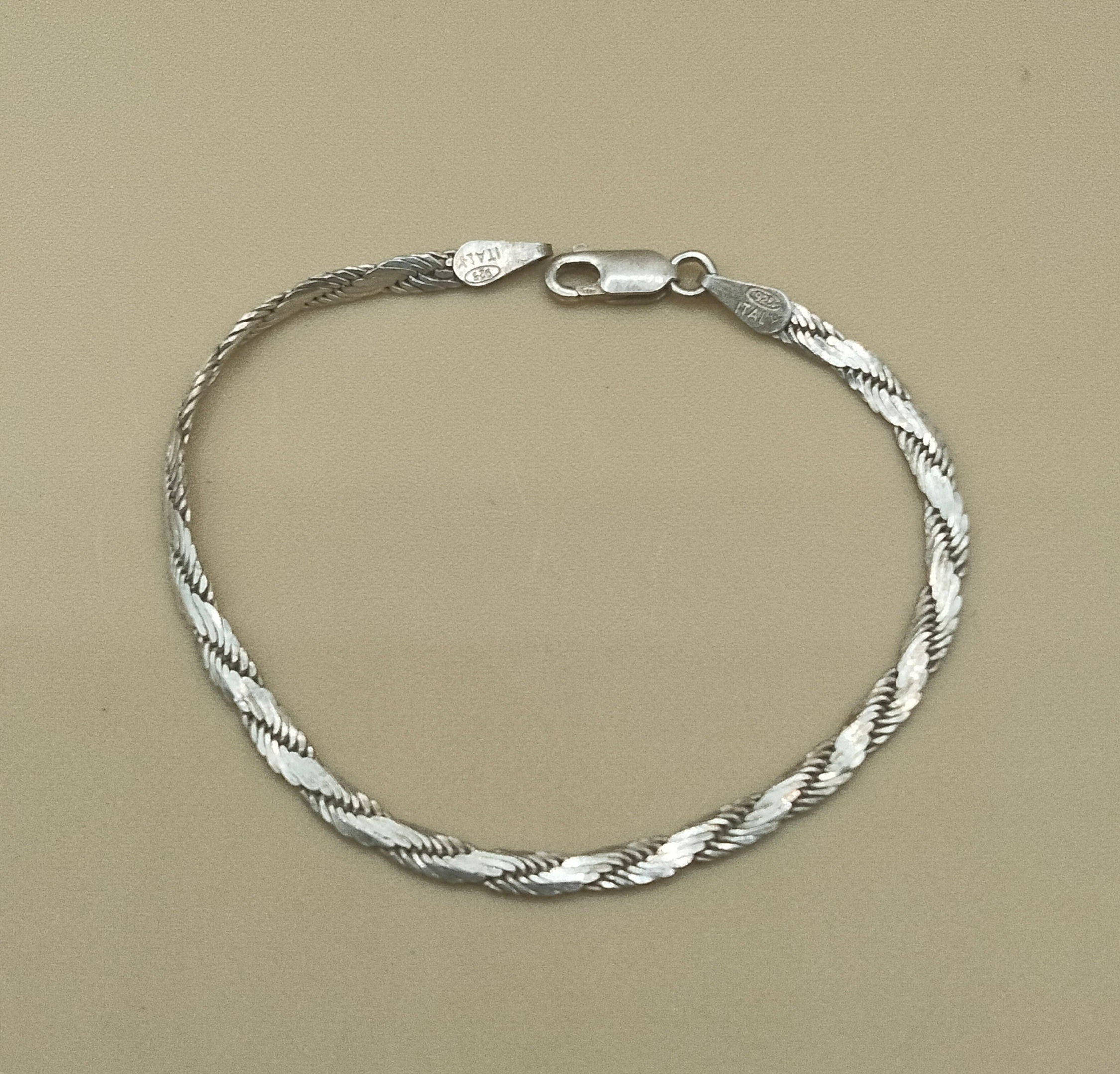 925 Sterling Silver Italy Chain Bracelet Braid - Etsy