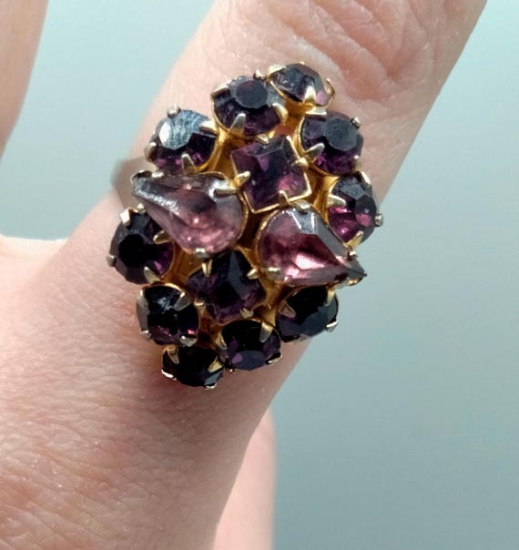 Vintage amethyst adjustable ring - image 5