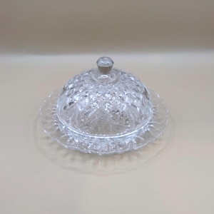 Pressed glass domed butter cheese dish with lid