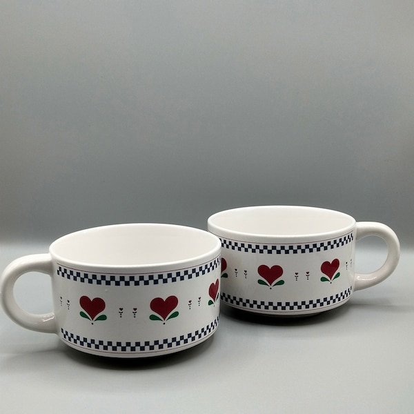 K.I.C. Heart and Checkered Soup Bowls Mugs Korea