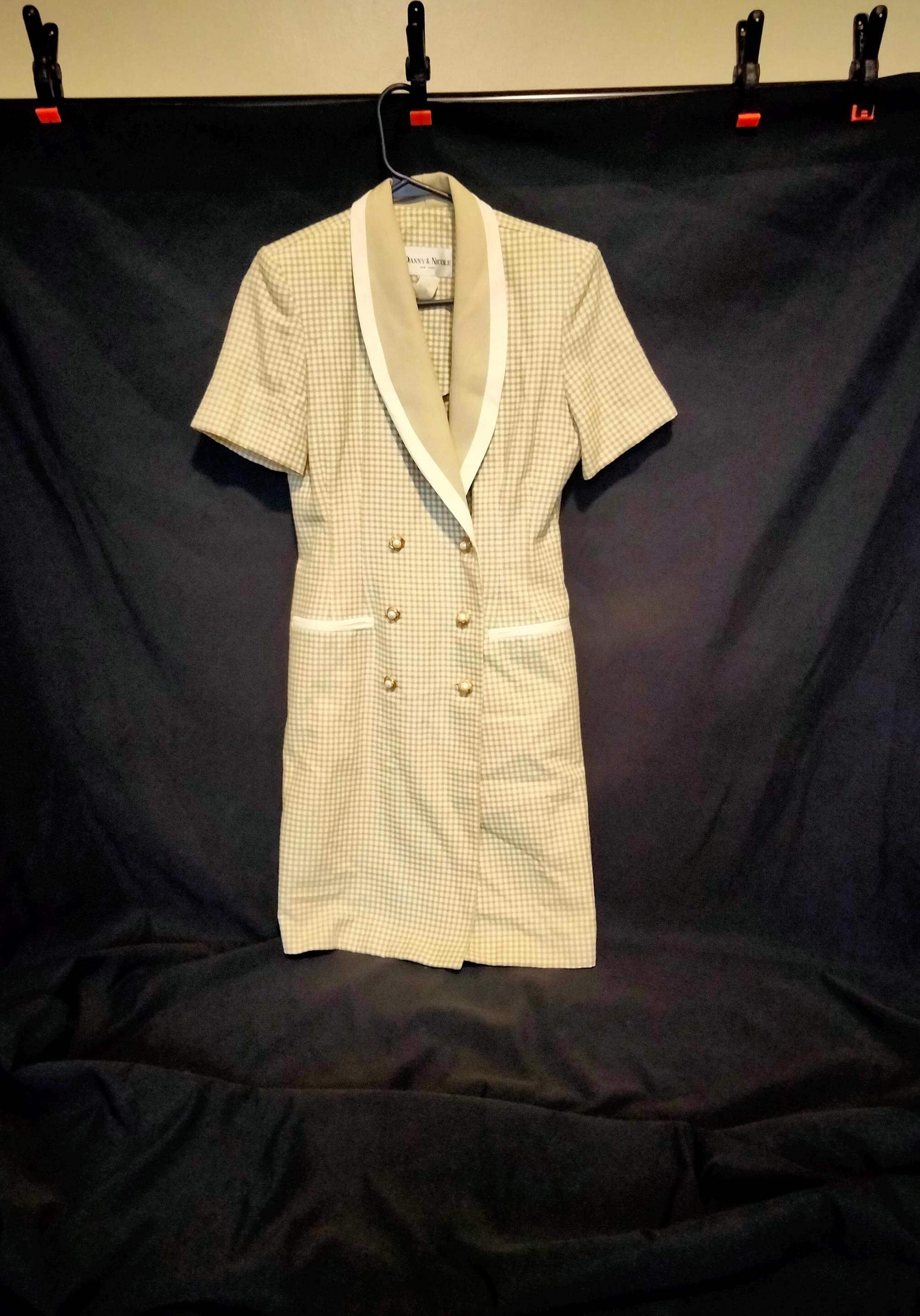 Danny and Nicole White and Beige Checkered Dress Etsy