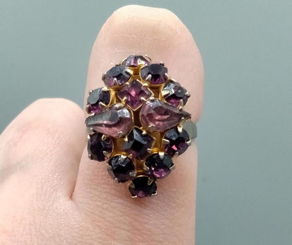 Vintage amethyst adjustable ring - image 11
