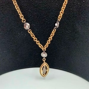 Vintage Monet Gold Tone Diamond Shaped Toggle Clasp Necklace
