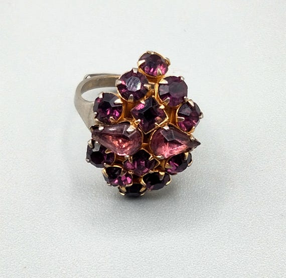 Vintage amethyst adjustable ring - image 2