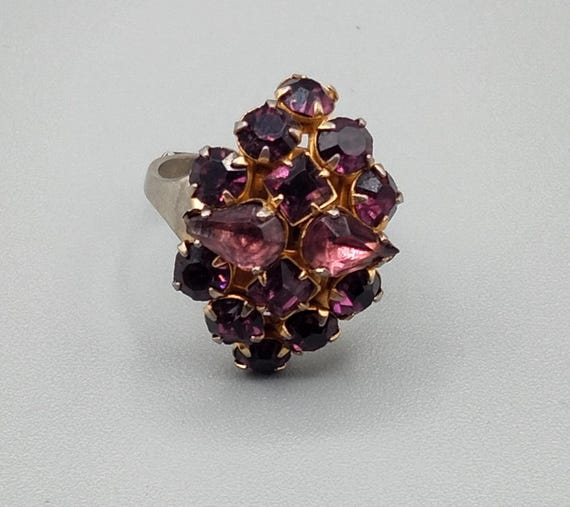 Vintage amethyst adjustable ring - image 3