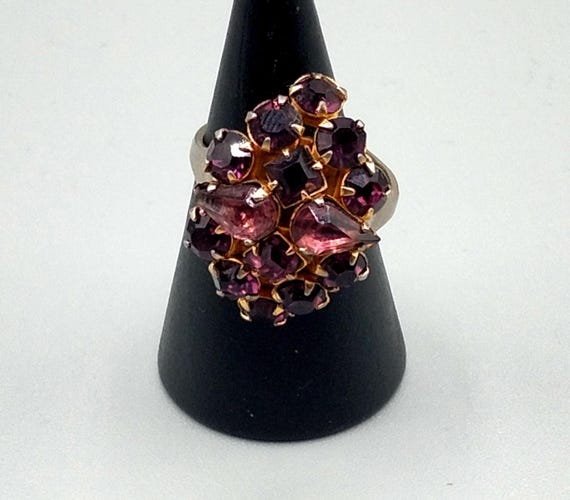 Vintage amethyst adjustable ring - image 10