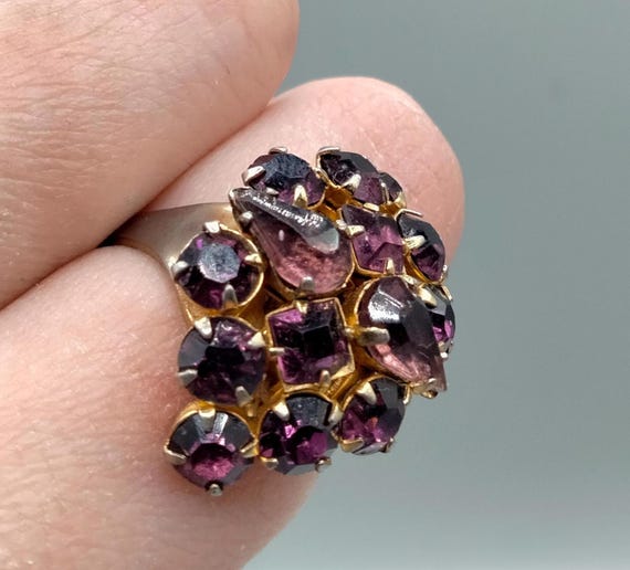 Vintage amethyst adjustable ring - image 14
