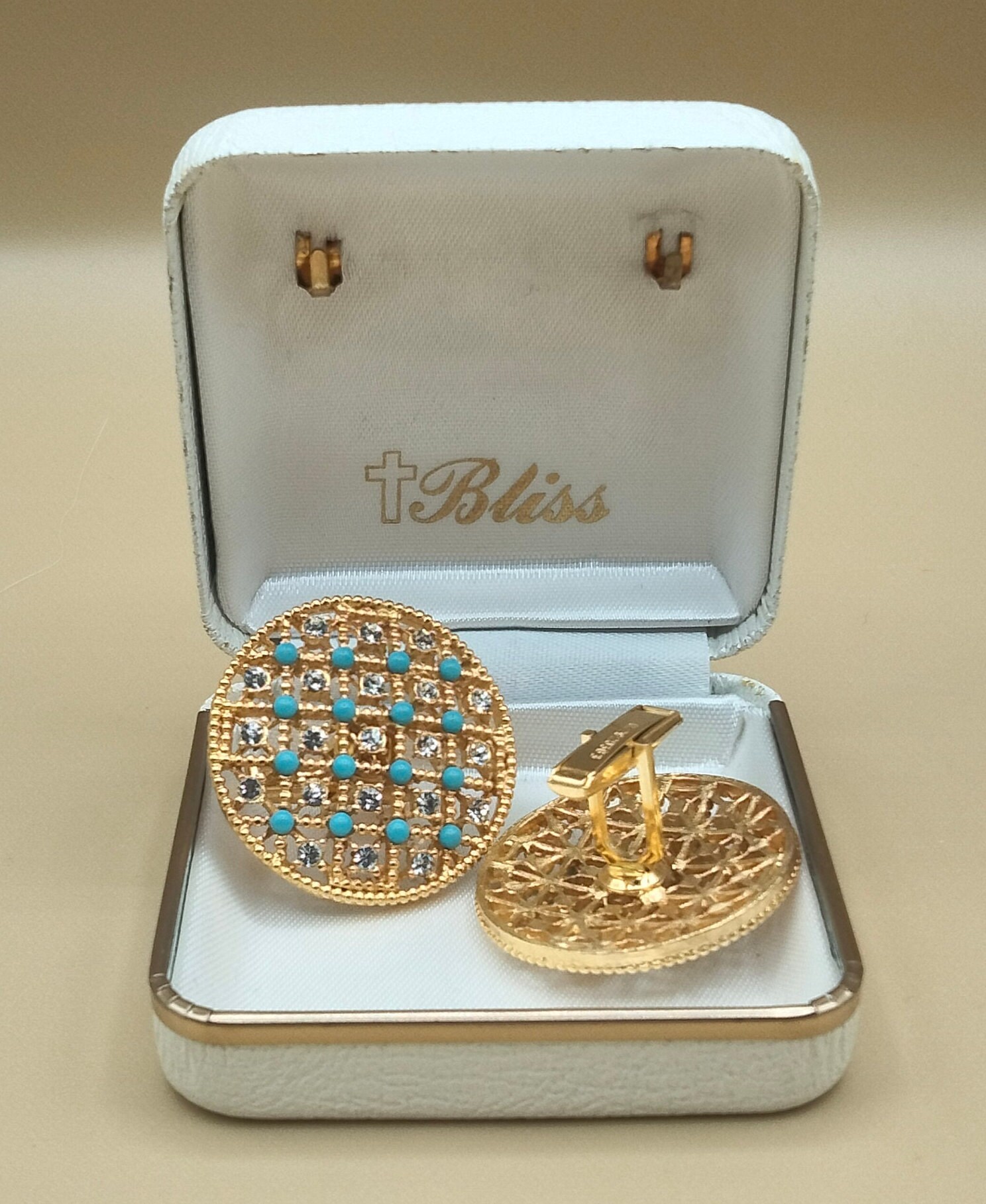 Boutons De Manchette Vintage En Métal Doré - Marque W.GERMANY, Avec Coffret - Occasion En Bon état