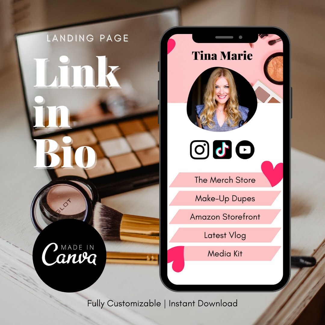 Link in Bio Template for Social Media, Landing Page, Use for Instagram ...