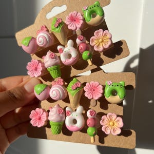 Kawaii Croc Charms Jibbitz, Cute Pink Shoe Charms, Girly Croc Charm Set, Food Shoes Charms