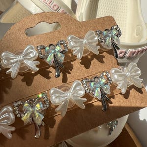 Coquette Bling Bow Croc Jibbitz Charms, Pearl Croc Charms, Glame Shoe Accessories