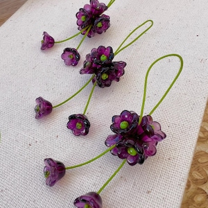 Purple Hydrangea Flower Charm - Lily Phone Strap, Flower Keychain, Purse Charm