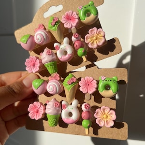 Shoe Charm Set | Kawaii Sakura Cherry Blossom, Dessert Food Charms, Matcha Dango Ice Cream, Bunny Cat Clog Accessories