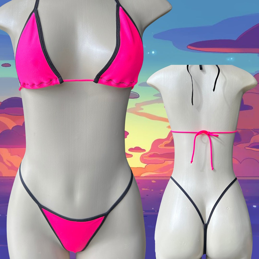 Micro bikini pink ribbed G string
