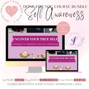 PLR Self Awareness Course: Ebook, Workbook, Journal (Canva Template)