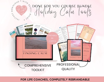 Life Coaching Bundle: Holiday Calm, Stress Management Canva Templates (Digital)
