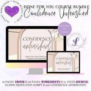 PLR Life Coaching Program Confidence Unleash Done for You Course Ebook and Workbook with Editable Template Canva for Life and Success Coach